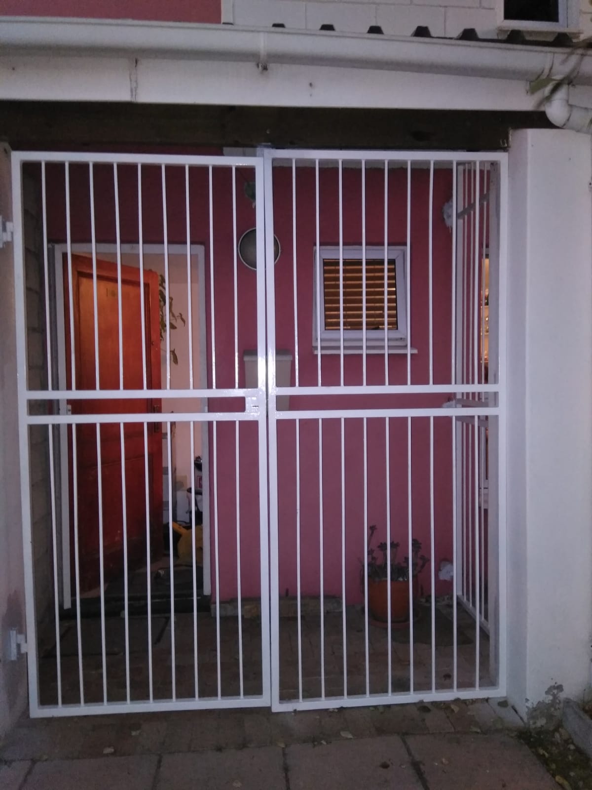 White entrance gate panels